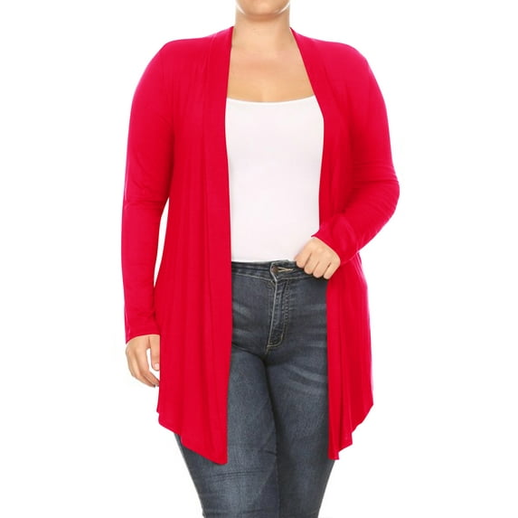 Women's Plus Size Casual Draped Open Front Long Sleeves Solid Cardigan