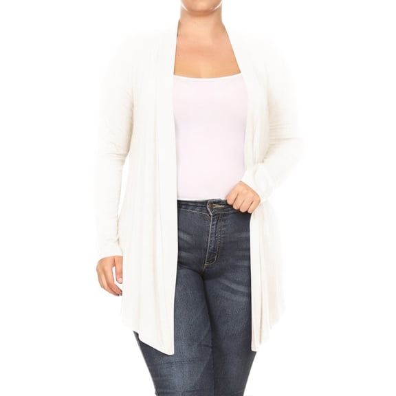 Women's Plus Size Casual Draped Open Front Long Sleeves Solid Cardigan