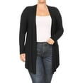 thumbnail image 1 of Women's Plus Size Casual Draped Open Front Long Sleeves Solid Cardigan, 1 of 5
