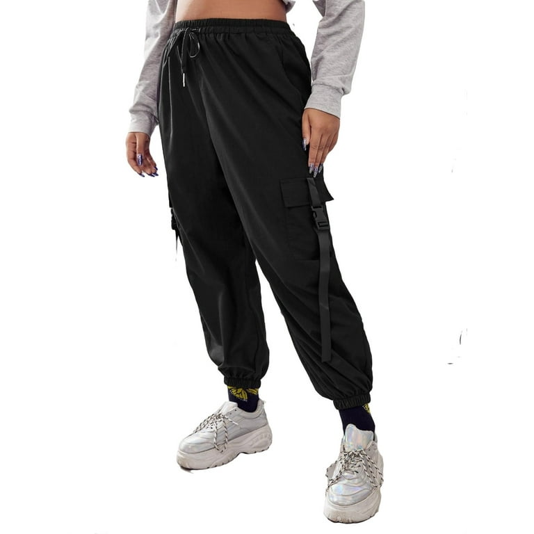 Women's Plus Size Casual Drawstring Waist Knot Front Jogger Workout Cargo  Pants With Pocket Outdoor Trousers 4XL(20)