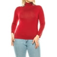 thumbnail image 1 of Women's Plus Size Casual Fitted Long Sleeve Solid Turtleneck Sweater Tops, 1 of 6