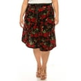 thumbnail image 1 of Women's Plus Size Casual Floral Print A Line Waist Bow Tie Belted Knee Length Midi Skirt, 1 of 6