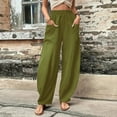 thumbnail image 1 of Women's Plus Size Casual High Expandable Waist Solid Color Polyester Wide Leg Sweatpants with Pockets ,Green, 1 of 6