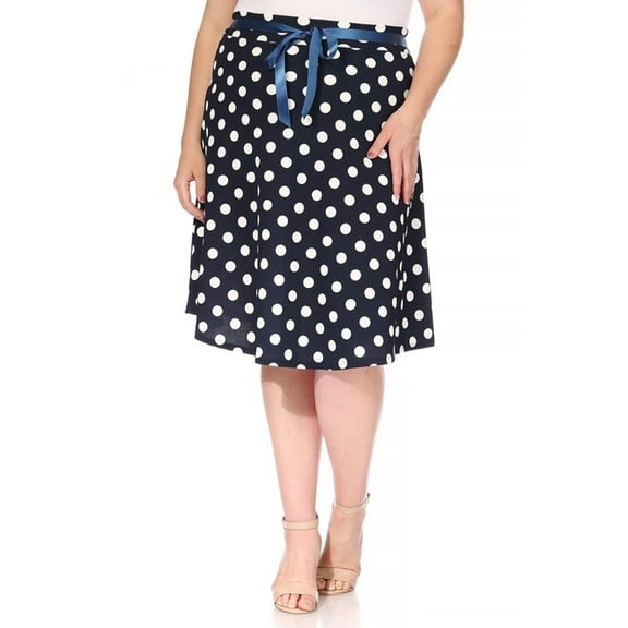 Women's Plus Size Casual High Waist Satin Tie Belted A Line Midi Knee Length Skirts