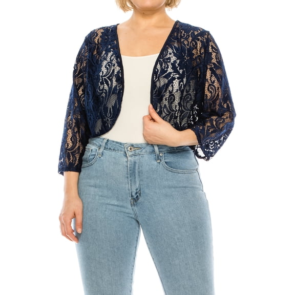 Women's Plus Size Casual Lace Bolero Cardigan