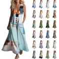 thumbnail image 1 of Women's Plus Size Casual Long Dresses Casual Printed Sleeveless Pocket Maxi Dress, Loose V‑Neck Button Down for Daily Vacation Beach Parties& Summer Outings, 1 of 8