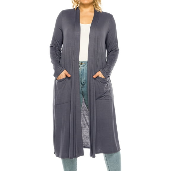 Women's Plus Size, Casual Long Open Front Drape Duster Sweater Cardigan