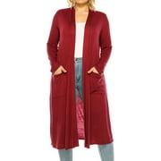 MOA COLLECTION Women's Plus Size, Casual Long Open Front Drape Duster Sweater Cardigan