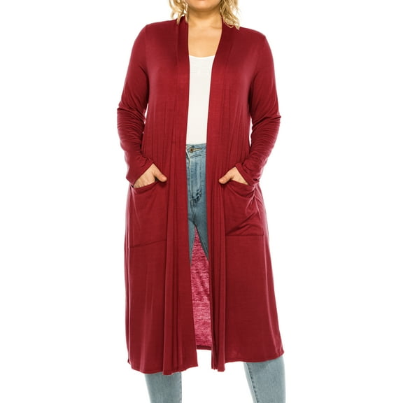 Women's Plus Size, Casual Long Open Front Drape Duster Sweater Cardigan