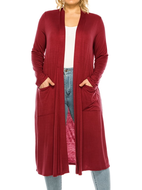 Women's Plus Size, Casual Long Open Front Drape Lightweight Duster Sweater Cardigan.