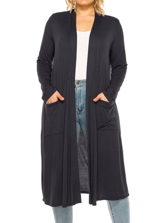 Women's Plus Size, Casual Long Open Front Drape Duster Sweater Cardigan