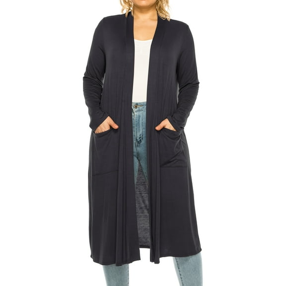 Women's Plus Size, Casual Long Open Front Drape Duster Sweater Cardigan