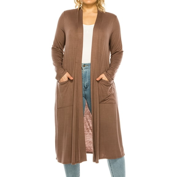 Women's Plus Size, Casual Long Open Front Drape Duster Sweater Cardigan