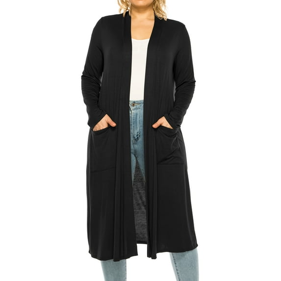 Women's Plus Size, Casual Long Open Front Drape Duster Sweater Cardigan