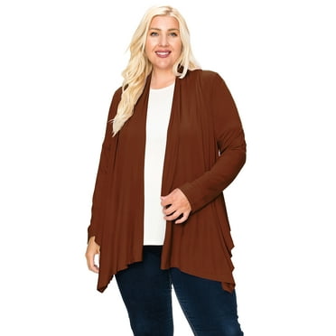 Women's Plus Size Casual Long Sleeve Drape Open Front Cardigan