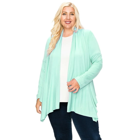 Women's Plus Size Casual Long Sleeve Drape Open Front Cardigan