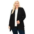 thumbnail image 1 of MOA COLLECTION Women's Plus Size Casual Long Sleeve Draped Open Front Solid Cardigan XL-4XL, 1 of 4