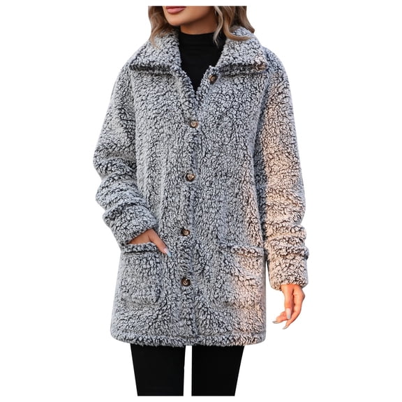 Women's Plus Size Casual Long Sleeve Lapel Button Up Cardigan Jacket Mid Length Loose Fit Outerwear For Everyday Comfort