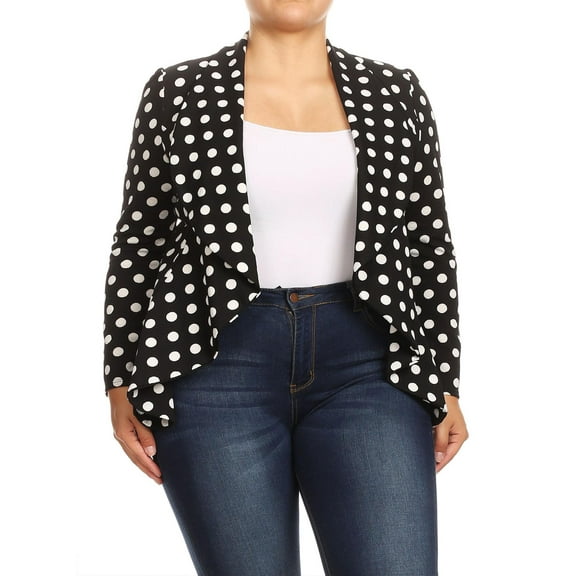 Women's Plus Size Casual Long Sleeve Open Front Jacket Blazer Made in USA