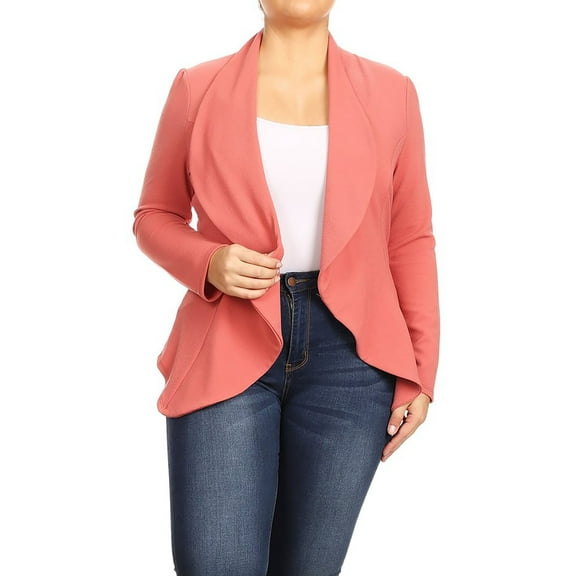 Women's Plus Size Casual Long Sleeve Open Front Jacket Blazer