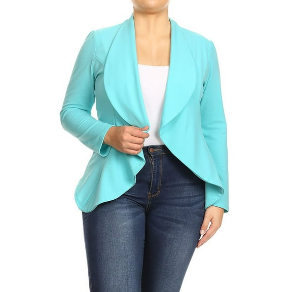 Women's Plus Size Casual Long Sleeve Open Front Jacket Blazer
