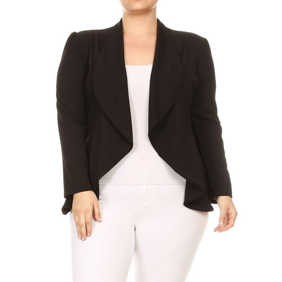 Women's Plus Size Casual Long Sleeve Open Front Jacket Blazer Made in USA
