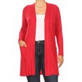thumbnail image 1 of Women's Plus Size Casual Long Sleeves Loose Fit Side Pockets Solid Cardigan, 1 of 5