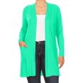 thumbnail image 1 of Women's Plus Size Casual Long Sleeves Loose Fit Side Pockets Solid Cardigan, 1 of 5