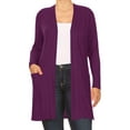 thumbnail image 1 of Women's Plus Size Casual Long Sleeves Loose Fit Side Pockets Solid Cardigan, 1 of 5