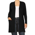 thumbnail image 1 of Women's Plus Size Casual Long Sleeves Loose Fit Side Pockets Solid Open Cardigan, 1 of 5