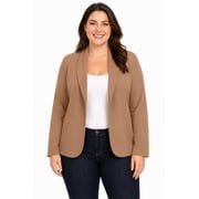 Womens Plus Size Casual Long Sleeves Open Front Office Work Wear Solid Blazer Jacket