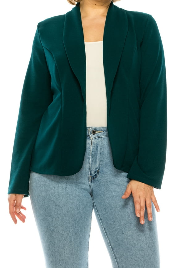 Women's Plus Size Casual Long Sleeves Open Front Office Work Wear Solid Blazer Jacket