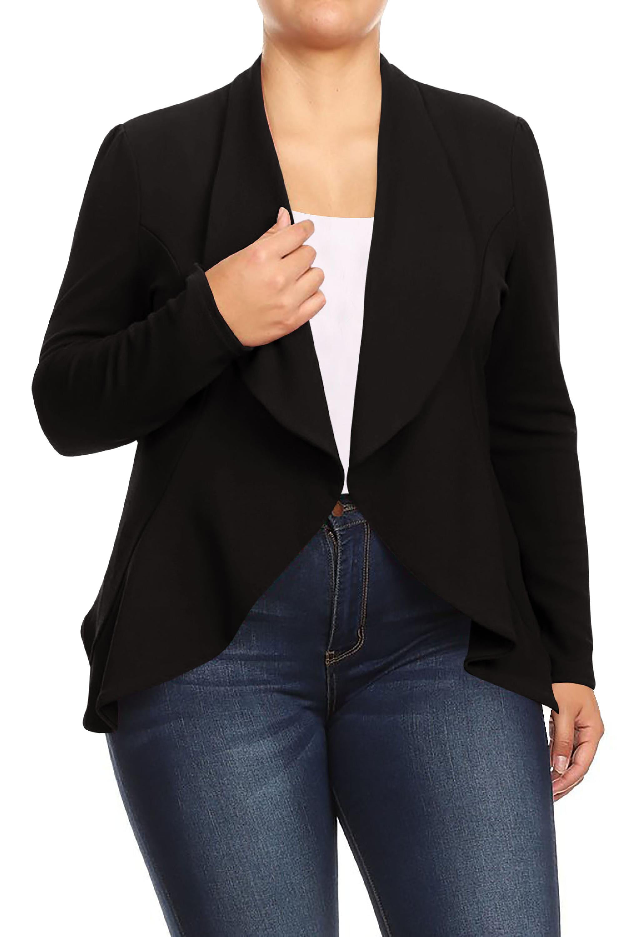 Women's Plus Size Casual Long Sleeves Open Front Solid Office Work Wear Blazer  Jacket 