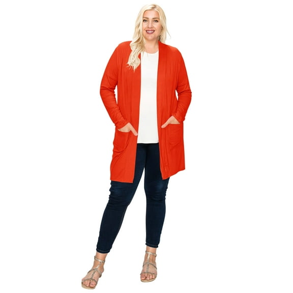 Women's Plus Size Casual Loose Fit Long Sleeve Midi Cardigan