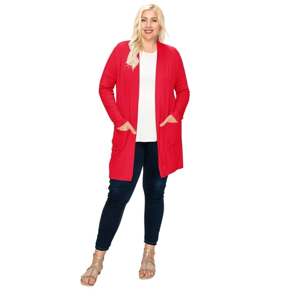 Women's Plus Size Casual Loose Fit Long Sleeve Midi Cardigan