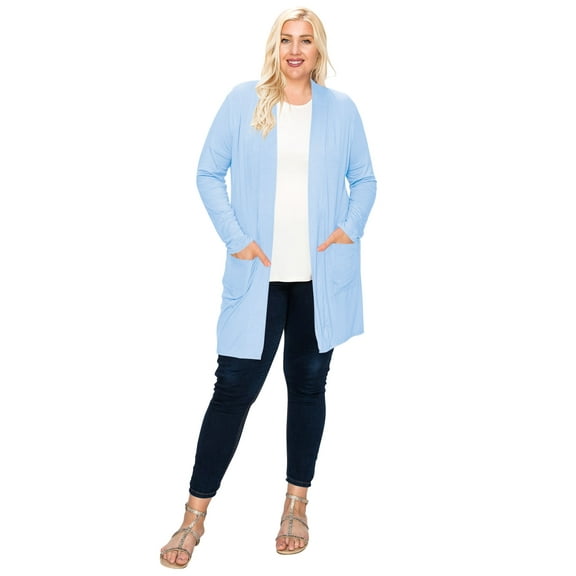 Women's Plus Size Casual Loose Fit Long Sleeve Midi Cardigan