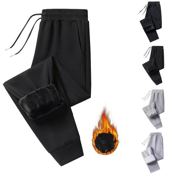 Women's Plus Size Casual Lounge Pants Soft Warm Fleece Lined Sweatpants for Autumn and Winter Comfort