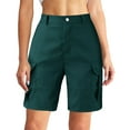 thumbnail image 1 of Women's Plus Size Casual Mid Comfort Waist Solid Color Cotton Cargo Shorts with Pockets ,Green, 1 of 6