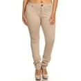 thumbnail image 1 of Women's Plus Size Casual Pull-On Button Zip Basic Pockets Solid Jegging Pants, 1 of 4
