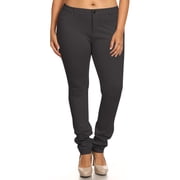 Women's Plus Size Casual Pull-On Button Zip Basic Pockets Solid Jegging Pants