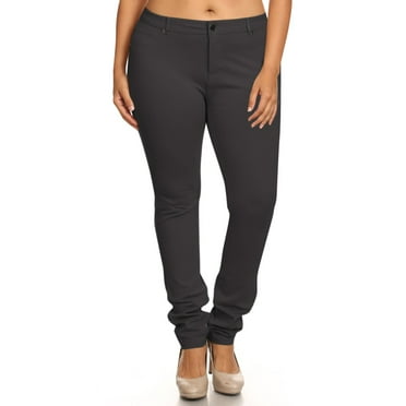 Women's Plus Size Casual Pull-On Button Zip Basic Pockets Solid Jegging Pants
