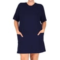 thumbnail image 1 of Women's Plus Size Casual Relaxed Fit Short Sleeves Front Pockets Solid T-Shirt Dress, 1 of 4