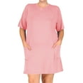 thumbnail image 1 of Women's Plus Size Casual Relaxed Fit Short Sleeves Front Pockets Solid T-Shirt Dress, 1 of 4
