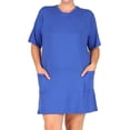 thumbnail image 1 of Women's Plus Size Casual Relaxed Fit Short Sleeves Front Pockets Solid T-Shirt Dress, 1 of 4