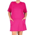 thumbnail image 1 of Women's Plus Size Casual Relaxed Fit Short Sleeves Front Pockets Solid T-Shirt Dress, 1 of 4
