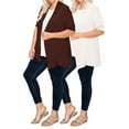 thumbnail image 1 of Women's Plus Size Casual Short Sleeve Loose Fit Solid Draped Open Cardigan (Pack of 2), 1 of 5