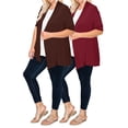 thumbnail image 1 of Women's Plus Size Casual Short Sleeve Loose Fit Solid Draped Open Cardigan (Pack of 2), 1 of 5