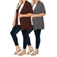 thumbnail image 1 of Women's Plus Size Casual Short Sleeve Loose Fit Solid Draped Open Cardigan (Pack of 2), 1 of 5