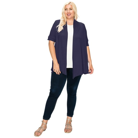 Women's Plus Size Casual Short Sleeve Open Front Cardigan