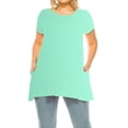 thumbnail image 1 of Women's Plus Size Casual Solid Short Sleeve Round Neck Tunic Tops with Side Pockets, 1 of 6